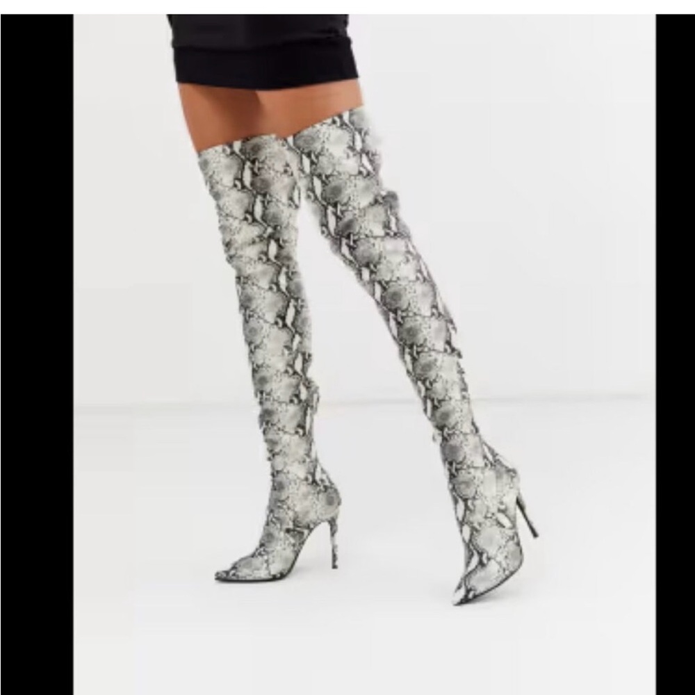 Dominique Snakeskin Pattern Over-the-Knee Boots